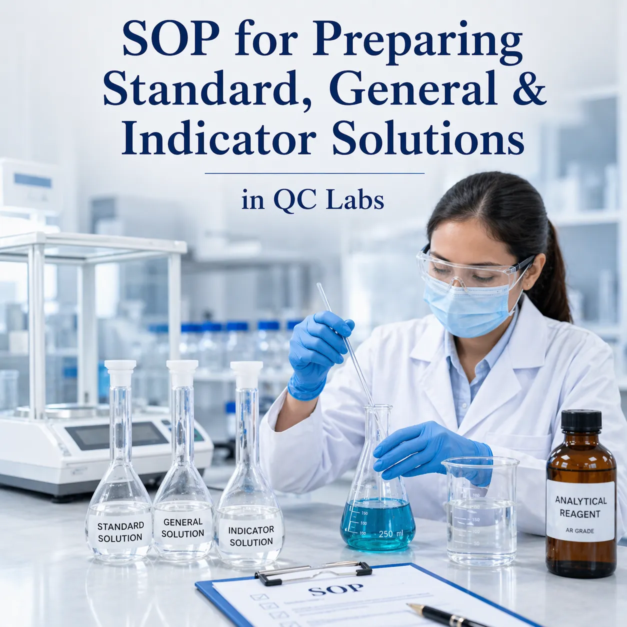SOP for preparing standard, general & indicator solutions