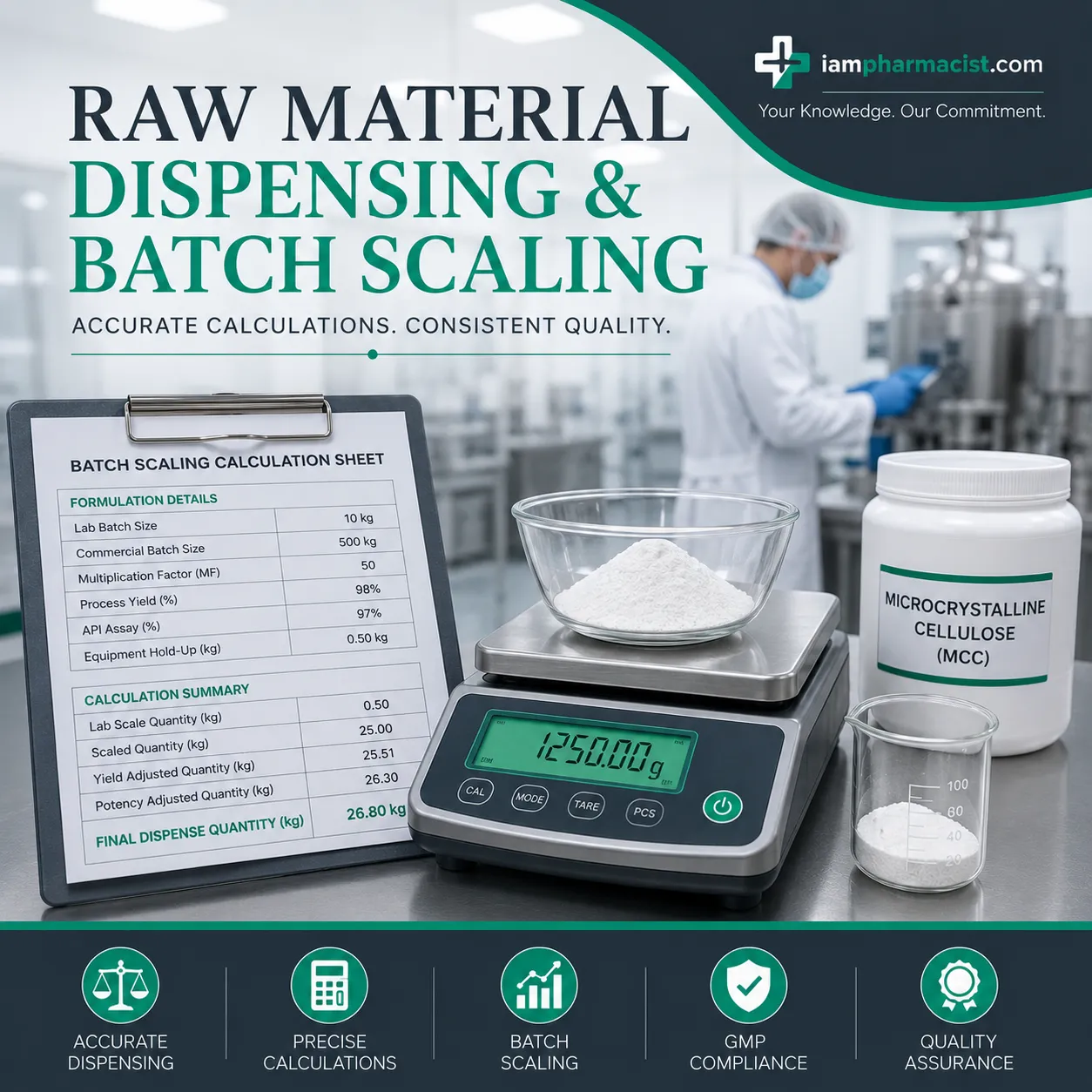Raw Material Dispensing and Batch Scaling Calculations