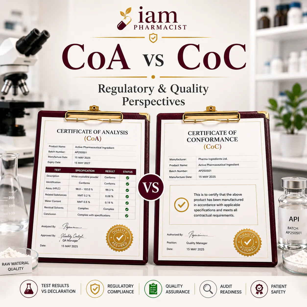 Certificate of Analysis (CoA) vs Certificate of Conformance (CoC): Regulatory and Quality Perspectives