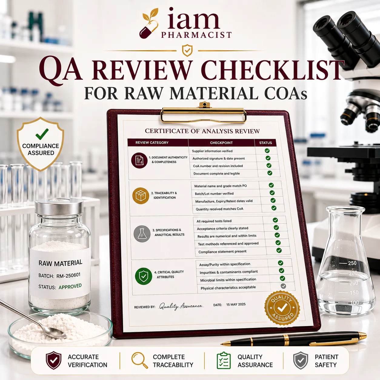 QA Review Checklist for Raw Material Certificates of Analysis